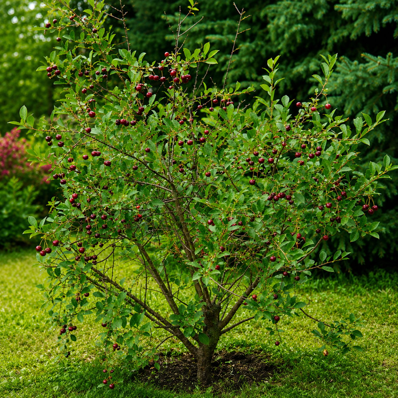 Obrázok Mini višňa - čerešňa višňová (Prunus cerasus x fruticosa) 'CARMINE JEWEL' - výška 70-90 cm, kont. C5L - KRÍKOVÁ